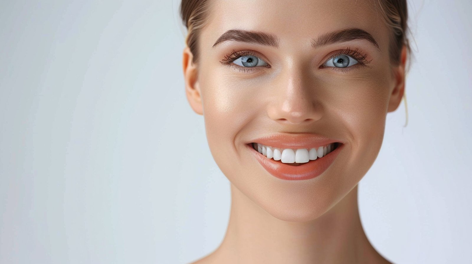 young woman with beautiful smile and clean teeth